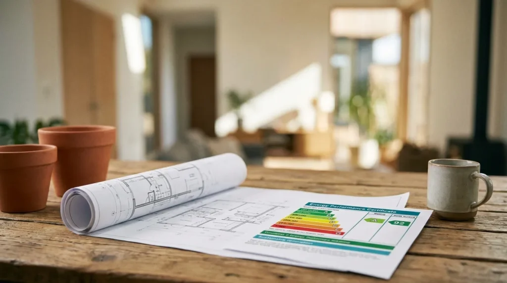 Document de Diagnostic de Performance Énergétique DPE pour maison et appartement.