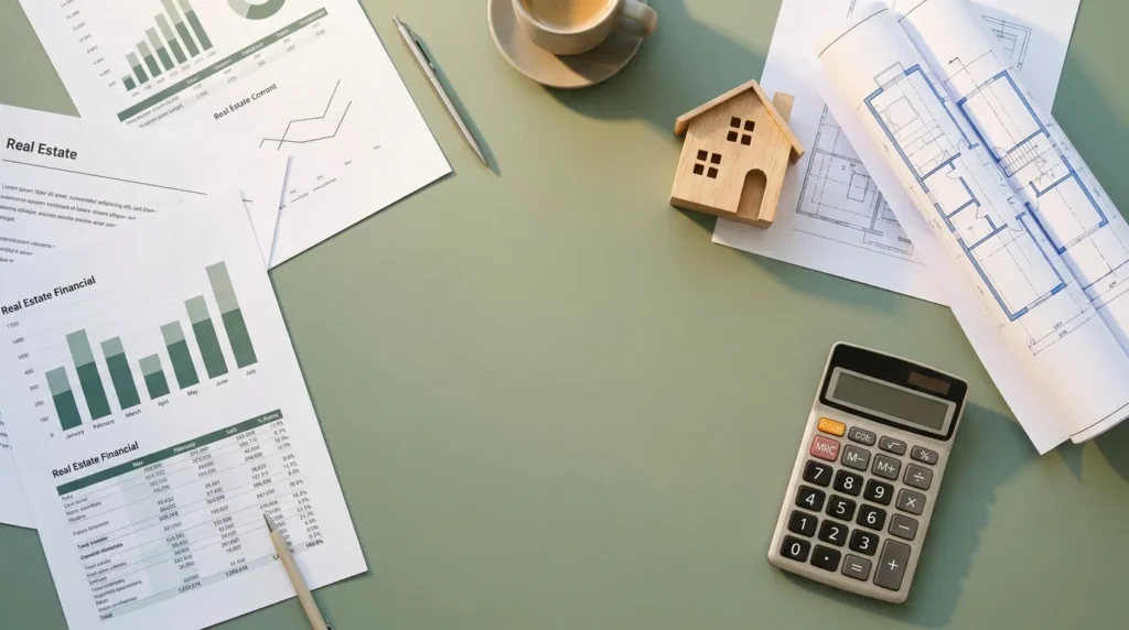 Graphique et documents de frais annexes pour l'achat d'une maison ou d'un appartement.