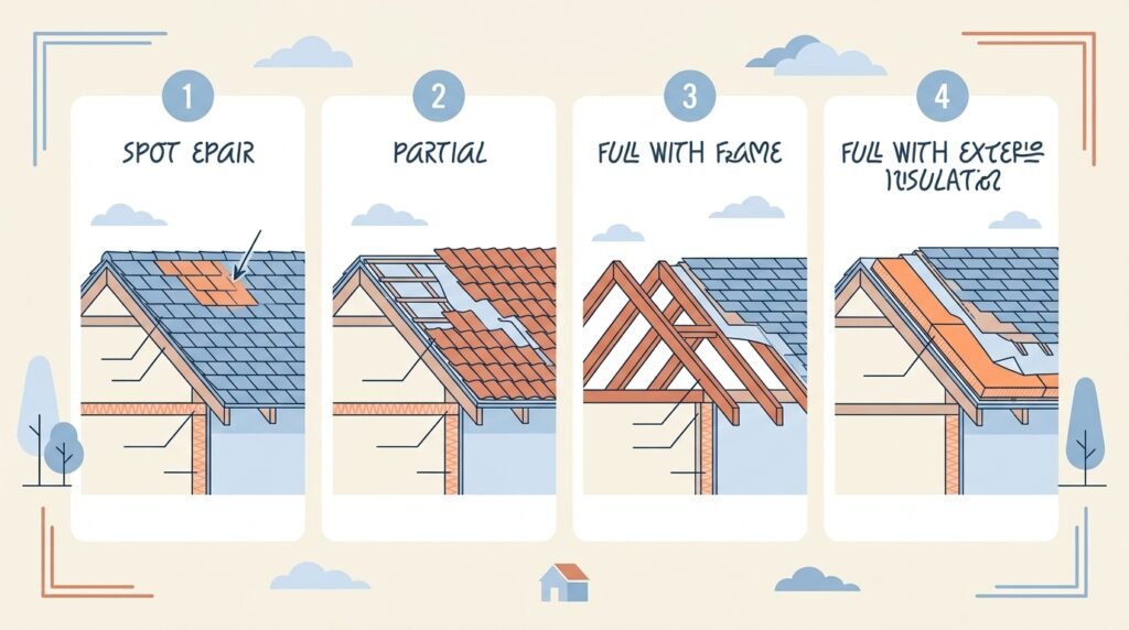Comparatif visuel des prix de rénovation de toiture selon l'ampleur des travaux en 2026