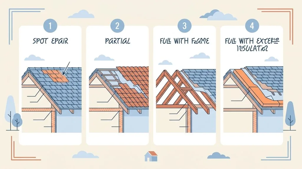 Comparatif visuel des prix de rénovation de toiture selon l'ampleur des travaux en 2026