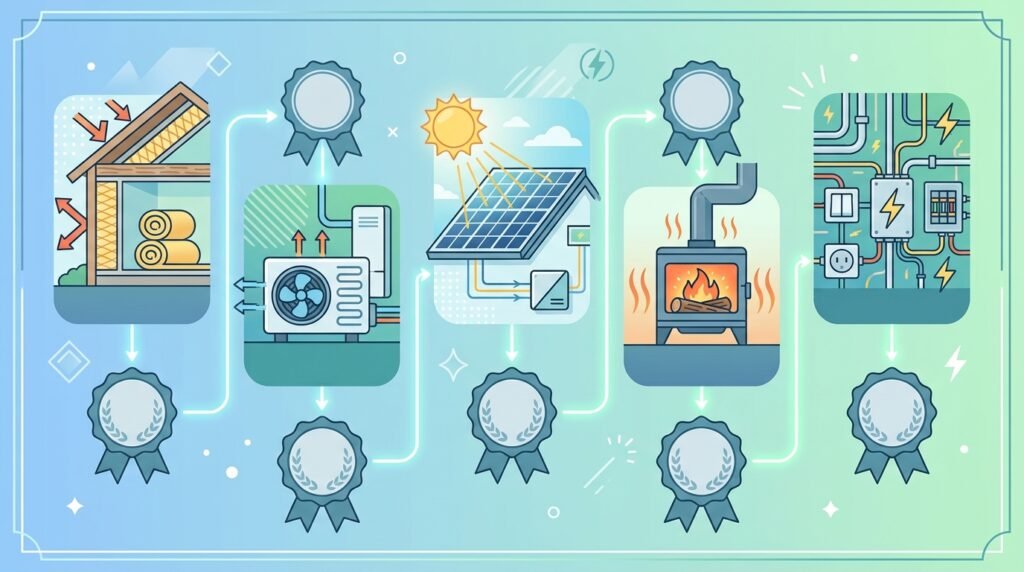 Infographie des domaines de qualification RGE par type de travaux de rénovation énergétique