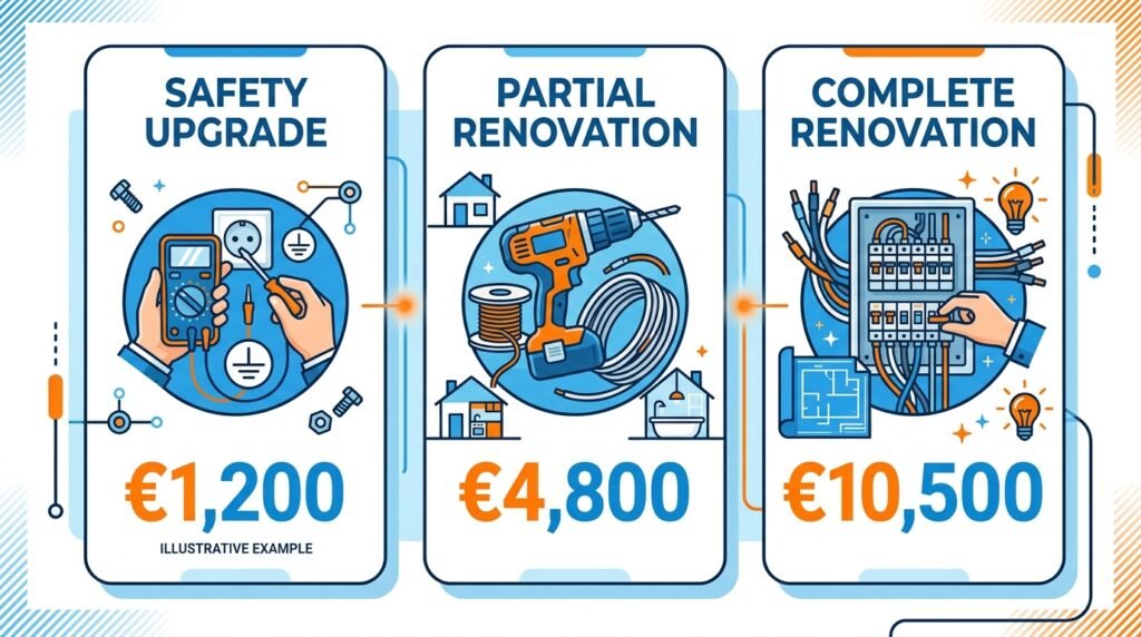 Comparaison des trois niveaux de rénovation électrique et leurs prix