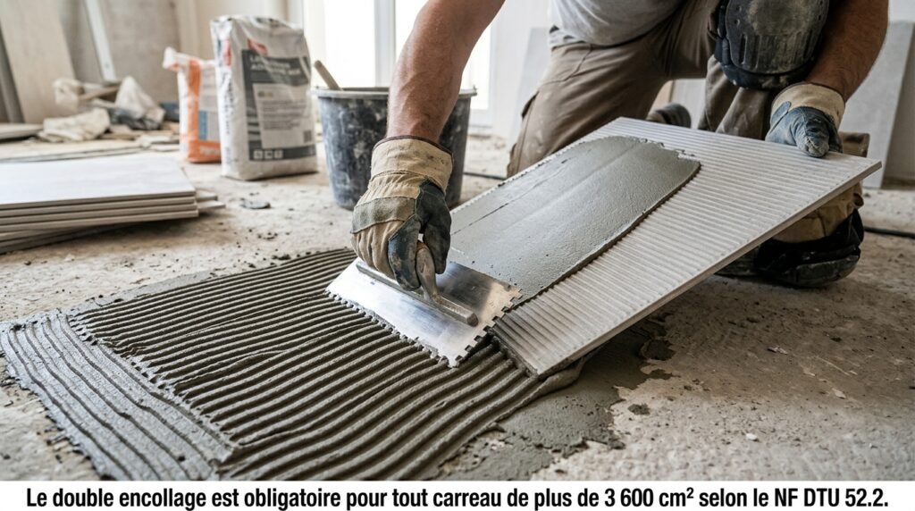 Technique du double encollage pour la pose de carrelage grand format
