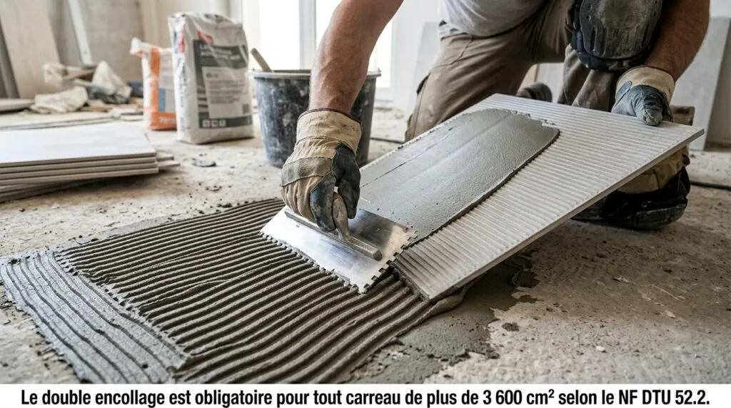 Technique du double encollage pour la pose de carrelage grand format