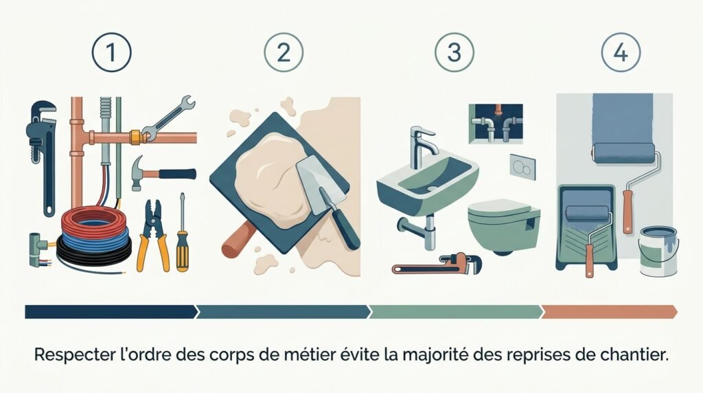 Ordre des corps de métier lors d'une rénovation d'appartement ancien