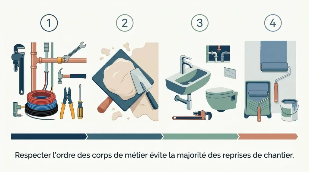 Ordre des corps de métier lors d'une rénovation d'appartement ancien