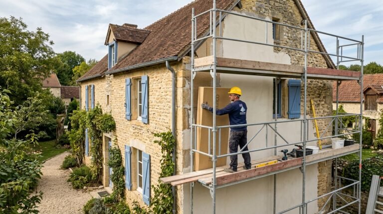 Isolation thermique par l'extérieur d'une façade de maison en