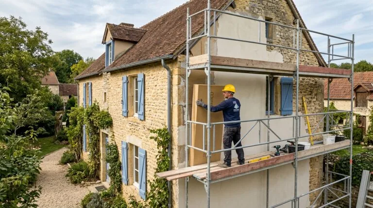 Isolation thermique par l'extérieur d'une façade de maison en