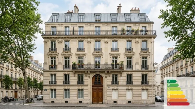 Façade d'immeuble en copropriété concerné par le DPE collectif obligatoire en