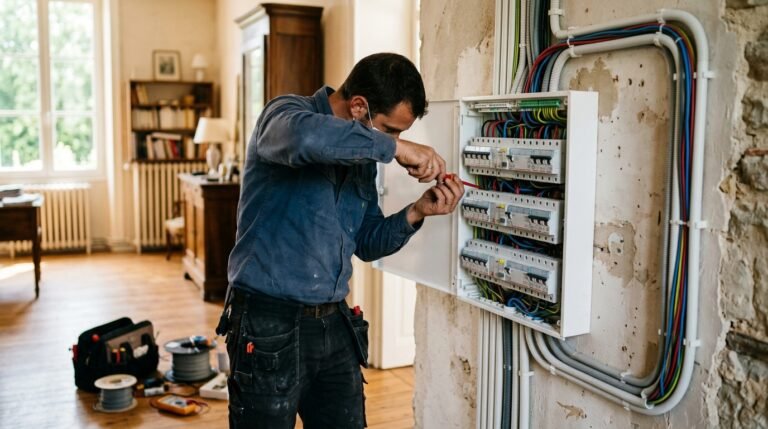 Rénovation électrique complète d'une maison avec tableau électrique aux normes NF C 15-100