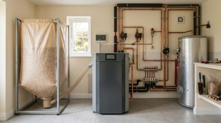 Chaudière biomasse à granulés installée dans une maison