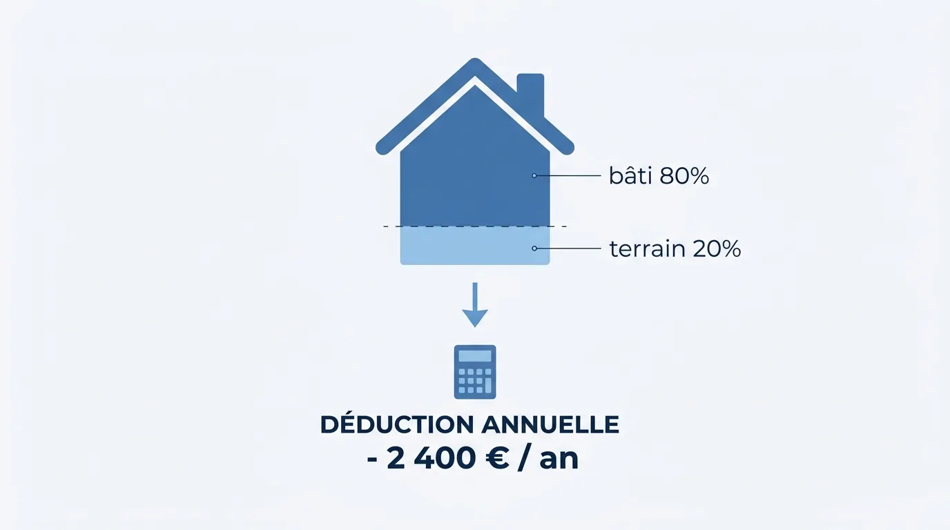 Schéma expliquant le calcul de l'amortissement d'un bien LMNP