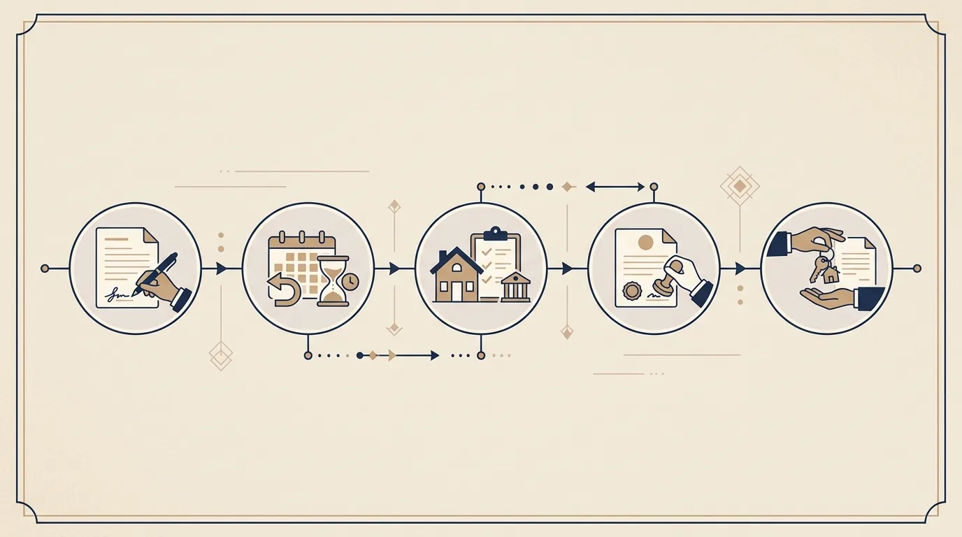 Infographie du calendrier entre compromis de vente et acte authentique