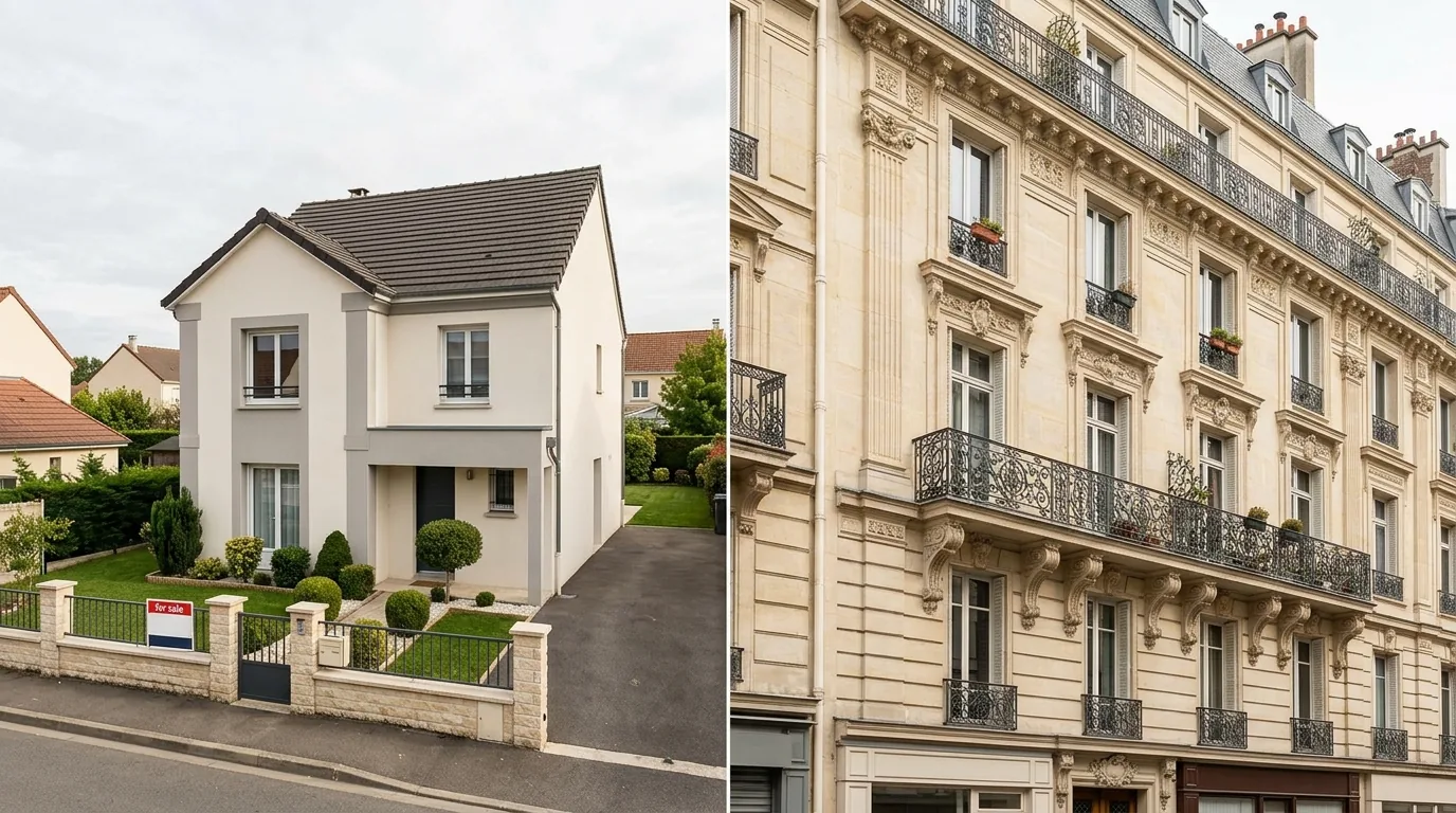 Infographie comparant les avantages d'une maison et d'un appartement
