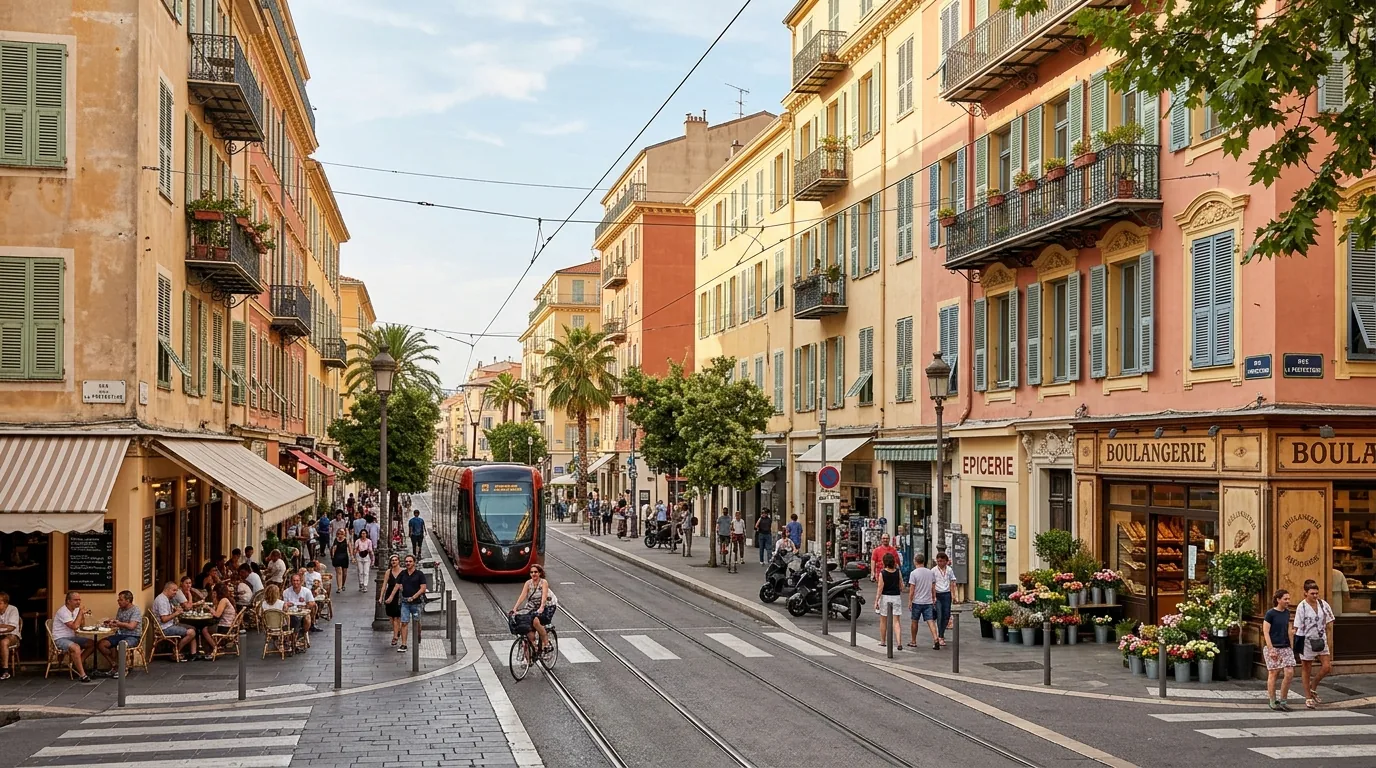 Infographie comparant le prix au m² dans les différents quartiers de Nice en 2026