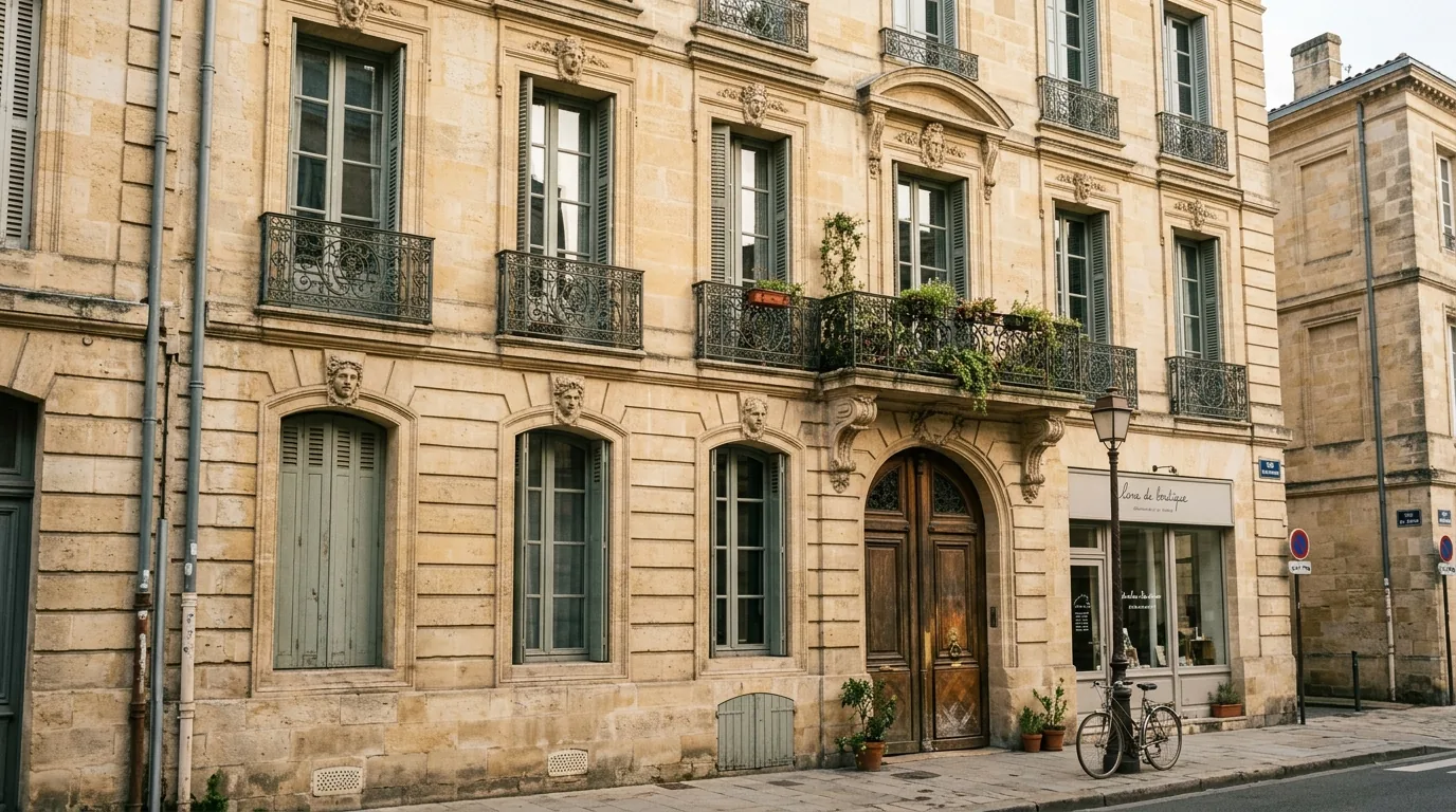 Façade d'immeuble ancien typique du quartier des Chartrons à Bordeaux