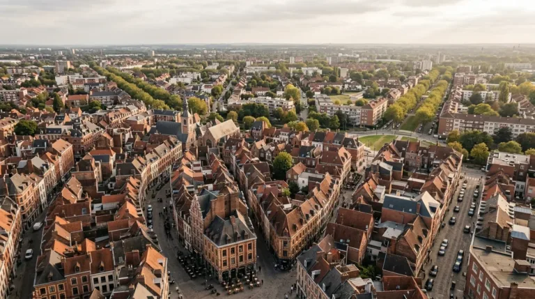 Vue aérienne de Lille montrant plusieurs quartiers résidentiels pour illustrer le guide acheteur 2026.