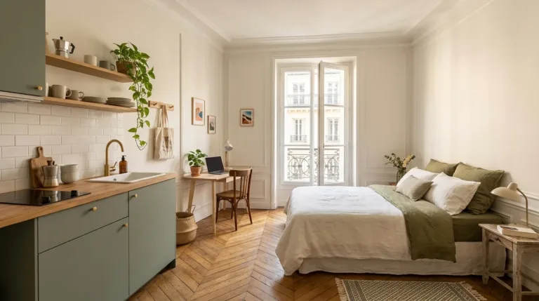 Appartement meublé loué en LMNP avec cuisine équipée et bureau