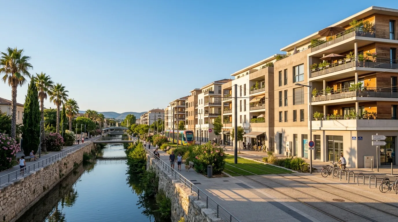 Immeubles modernes du quartier Port Marianne à Montpellier