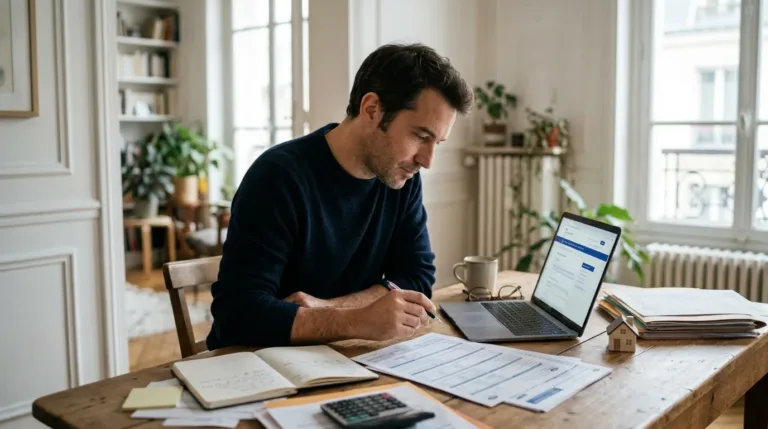 Propriétaire remplissant sa déclaration de revenus 2042 pour un bien immobilier loué