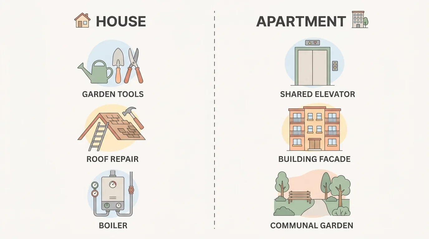 Tableau comparatif entre l'achat d'une maison et d'un appartement en France