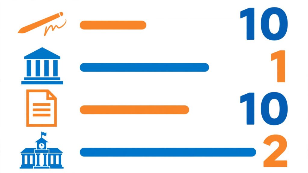 Infographie des quatre délais légaux entre compromis et acte authentique : rétractation, prêt, réflexion, préemption